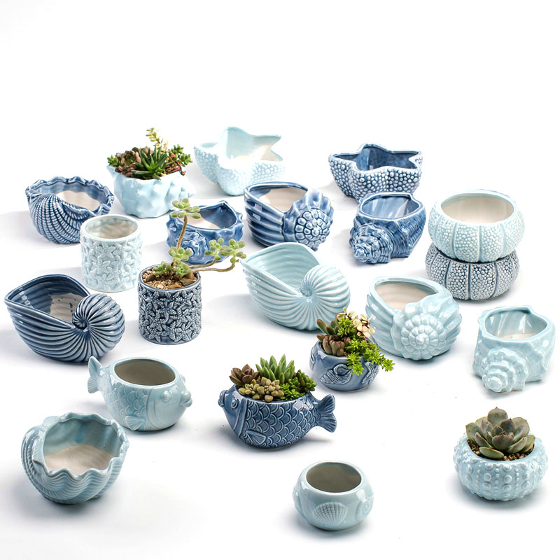 Bonsai Garden Europe - Pot Bunga Porselen Biru Bergaya Eropa,